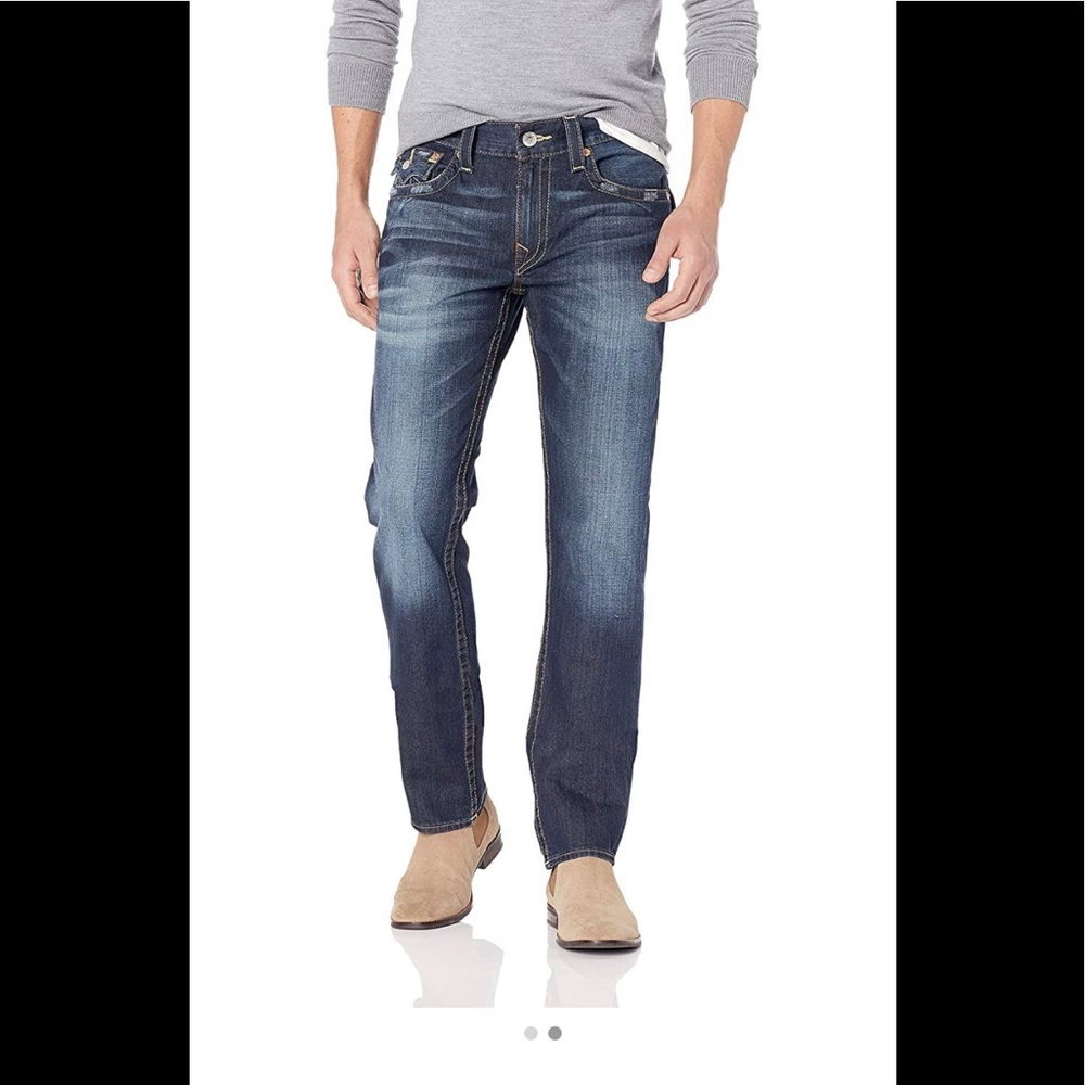 True Religion straight w flap blue super T jeans